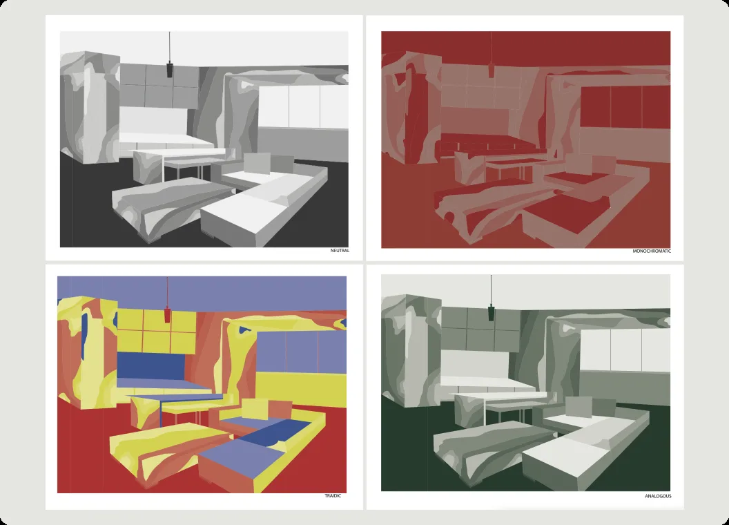 Four color schemes of one interior