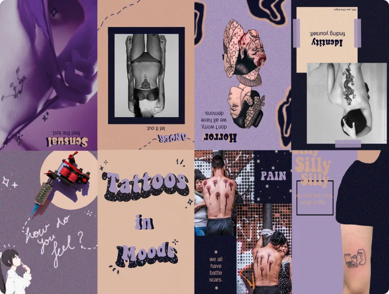 Tattoos in Moods zine spreads